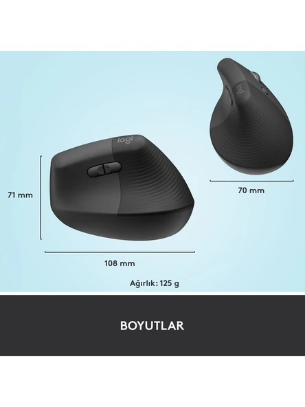 Logitech Lift Kablosuz Ergonomik Dikey Mouse 910-006473 - 9