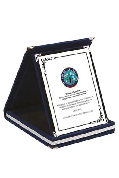 Kişiye Özel Plaket - Kişiye Özel Kadife Plaket - Lacivert Plaket - Büyük Boy Plaket ( 16 X 21 ) ürün görseli