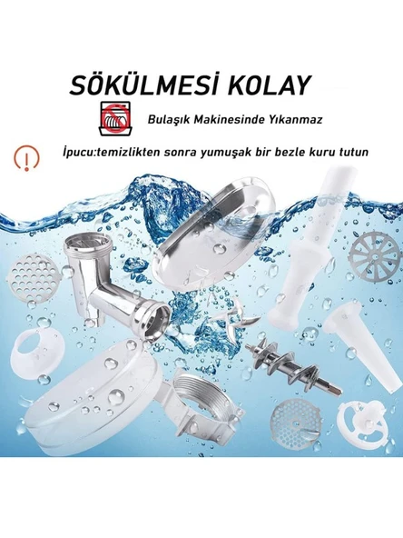 Harlem Pro Force Meat Grinder 3000 W Et Kıyma Makinesi, Sucuk, Sosis, İçli Köfte Aparatlı - 5