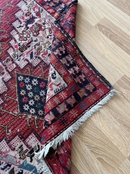 112x170 cm El Dokuma Kilim, Ender Desenli Hayvan Figürlü Yün Kilim, Nostaljik Severler için Harika Kilim - 7