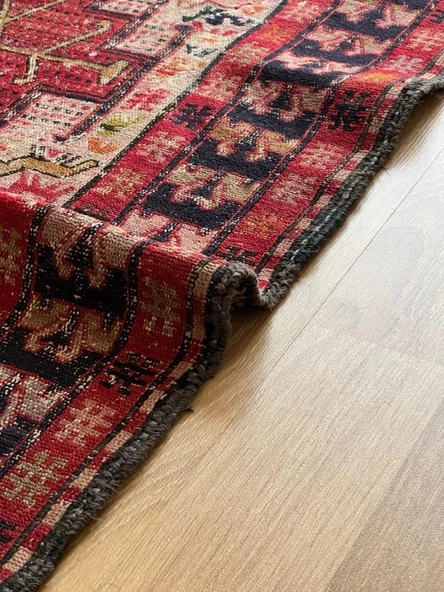 112x170 cm El Dokuma Kilim, Ender Desenli Hayvan Figürlü Yün Kilim, Nostaljik Severler için Harika Kilim - 4