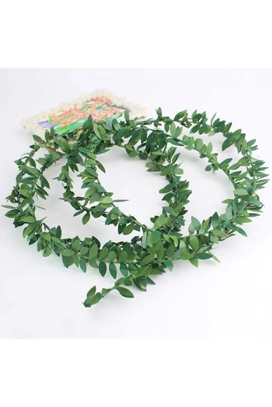 Şerit Yapay Çiçek Doğalgaz Borusu Süsü 7 Metre Telli Taç Sarmaşık Minik Yaprak ( 1 Cm ) - 6