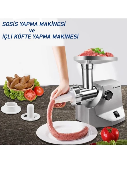 Harlem Pro Force Meat Grinder 3000 W Et Kıyma Makinesi, Sucuk, Sosis, İçli Köfte Aparatlı - 6
