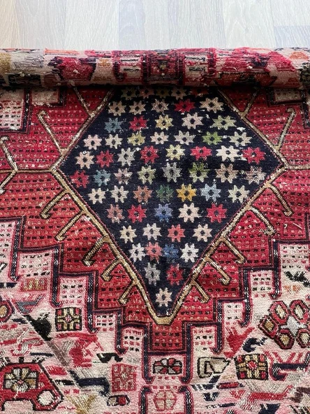 112x170 cm El Dokuma Kilim, Ender Desenli Hayvan Figürlü Yün Kilim, Nostaljik Severler için Harika Kilim - 6
