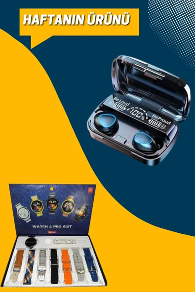 Ucuz Kaliteli Yeni Nesil 7 Kordonlu Akıllı Saat ve Kablosuz Bluetooth Kulaklık ANC Özelliği - 3