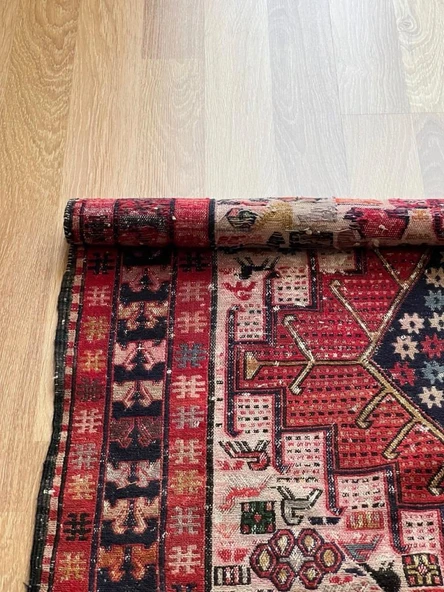 112x170 cm El Dokuma Kilim, Ender Desenli Hayvan Figürlü Yün Kilim, Nostaljik Severler için Harika Kilim - 5