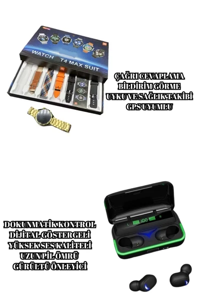 Powerbank Bluetooth Kulaklık Ve Akıllı Saat 7 Kordonlu Metal Kordon Plastik Kordon - 2