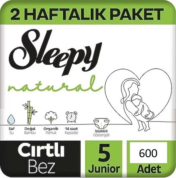 Sleepy Natural Bebek Bezi 5 Numara Junior 600 Adet