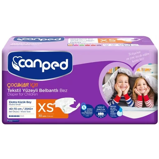 Canped Çocuklar İçin Belbantlı Hasta Bezi Xs Beden 30x4 120 Adet
