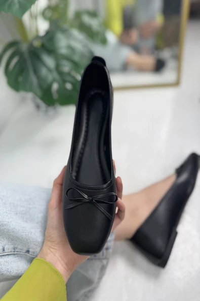 Günlük Kadın Babet Fiyonklu Kısa Topuk Küt Burun Hafif Rahat Kalıp Tırtık Taban Ayakkabı 393 - 4