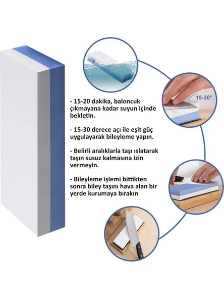 400/1000 Çift Taraflı Kullanım Sulu Balta Satır Makas Bıçak Bileme Taşı - 2