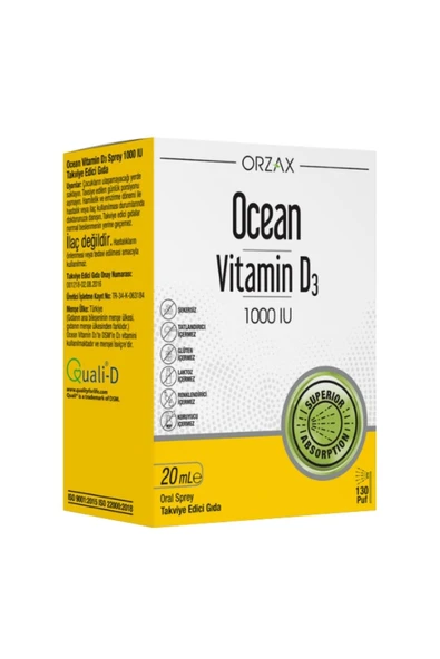 Ocean Vitamin D3 1000 IU Sprey 20 ml x 3 Adet - 4
