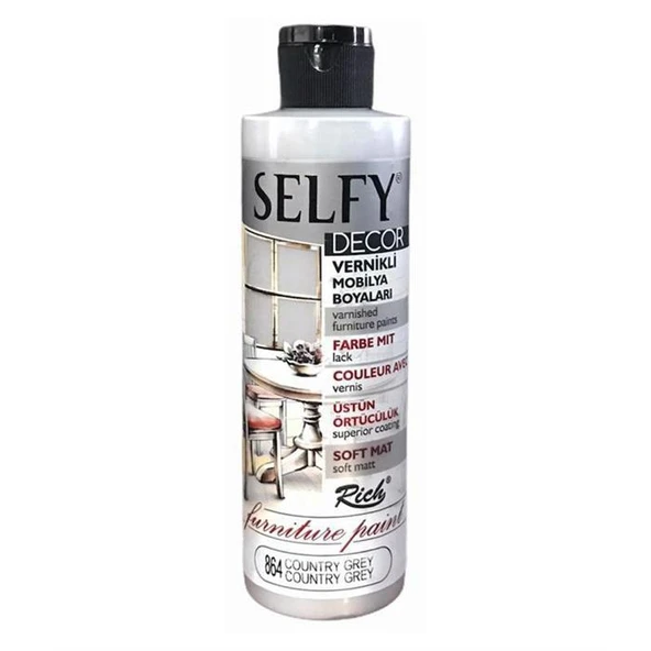 Rich Selfy Decor Vernikli Mobilya Boyası 240 cc Country Grey ürün görseli 1