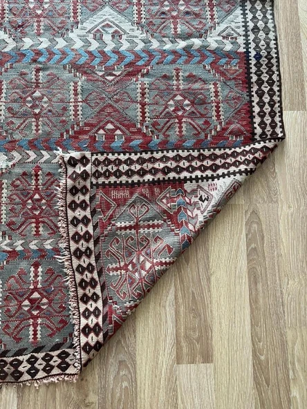130x205 cm El Dokuma Geleneksel Türk Kilimi, Ender Desenli 35 Yaş Vintage Kilim, Yıkanabilir Rustik Stili Kilim - 10