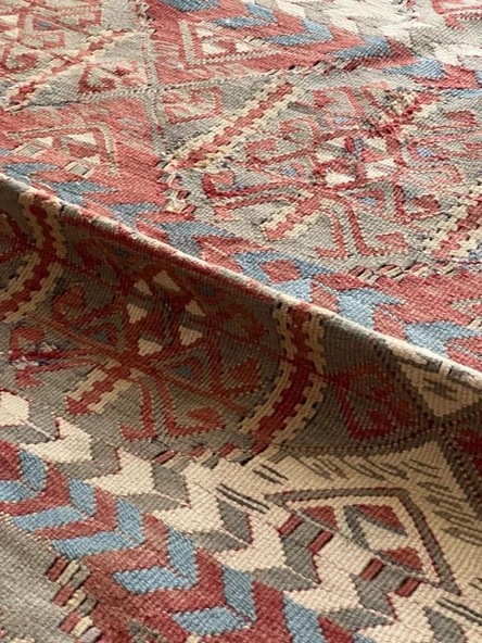 130x205 cm El Dokuma Geleneksel Türk Kilimi, Ender Desenli 35 Yaş Vintage Kilim, Yıkanabilir Rustik Stili Kilim - 5