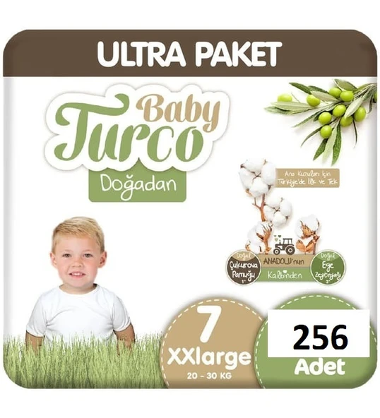Baby Turco Doğadan 7 Numara XX Large 256'lı Bebek Bezi