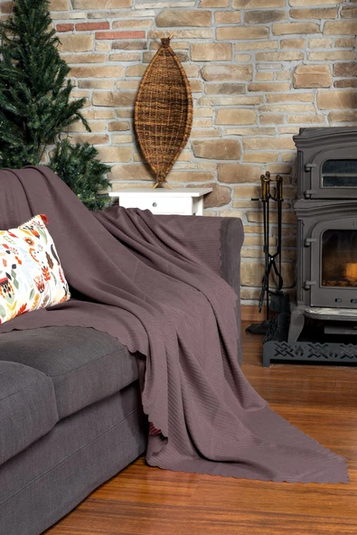 Mikrofiber Şönil Fitilli Minimalist Koltuk Örtüsü -175x350 cm XLarge, Çift Taraflı, Kaymaz, Terletmez Rose - Resim 2