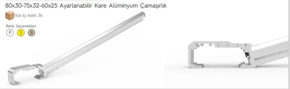 Koral Ayarlı Balkon Çamaşır Askılığı 80X30/60X25 - Resim 2