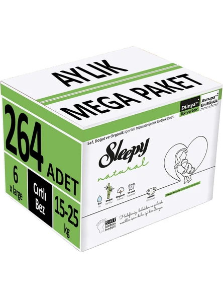 Sleepy Natural 6 Numara XLarge 264'lü Bebek Bezi ürün görseli 1