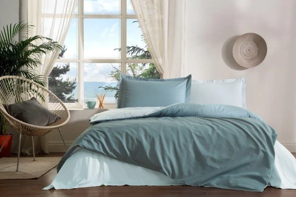 Özdilek Ranforce Çift Kişilik Nevresim Takımı Colourist Maldiv-Aqua