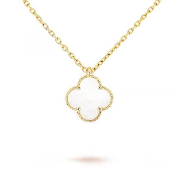 Altın Renk Beyaz Sedef Van Cleef Bijuteri Kolye - 3152