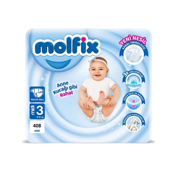 Molfix 3 Numara Midi 408'li Bebek Bezi