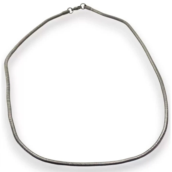Gümüş Renk Unisex Snake Zincir (4 mm) 60 cm. Çelik Kolye- 3141 - 4