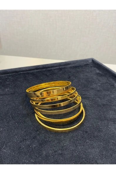 Altın Renk 3 Adet Kalın Ajda Bilezik, Bileklik - 3154-3 - 7