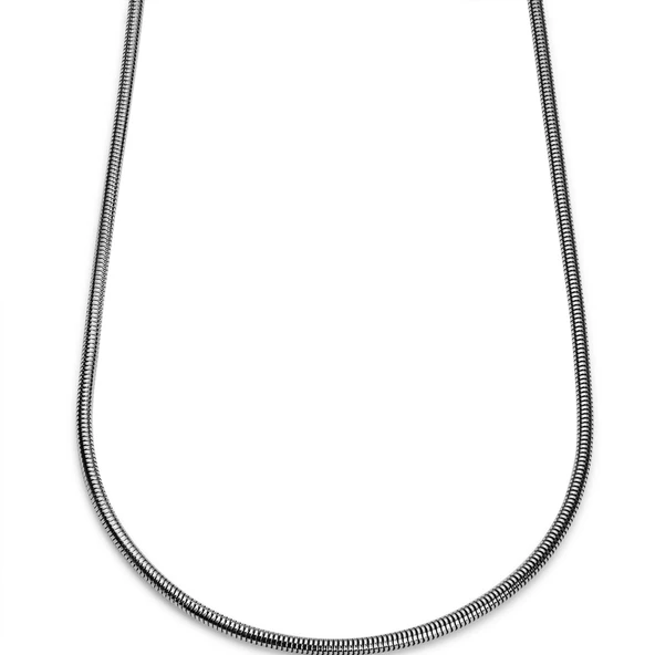 Gümüş Renk Unisex Snake Zincir (4 mm) 60 cm. Çelik Kolye- 3141 - 3