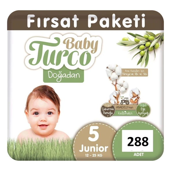 Baby Turco Doğadan 5 Beden Junior 288'li Bebek Bezi