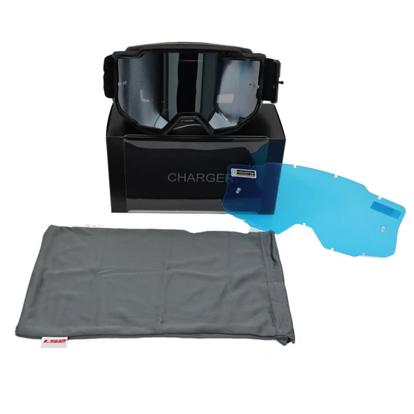 LS2 CHARGER GOGGLES MOTOKROS GÖZLÜK (IRIDIUM CAMLI) SİYAH - 4