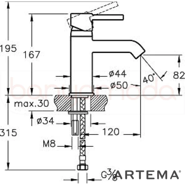 Artema A41984 Minimax S Lavabo Bataryası - Resim 4