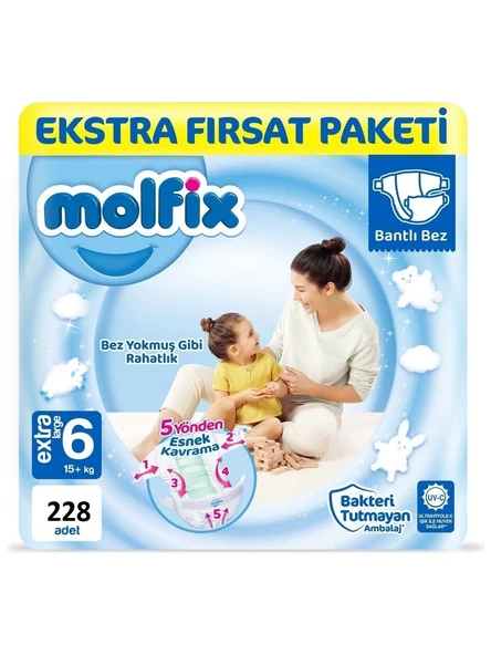 Molfix 6 Numara Extra Large 228'li Bebek Bezi