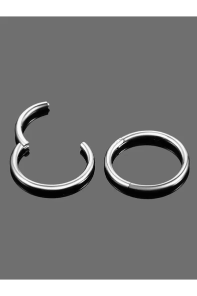 Gümüş Renk Paslanmaz Kararmaz Cerrahi Çelik Tam Halka Kıkırdak Tragus Helix Çelik Piercing - 3172 - 3