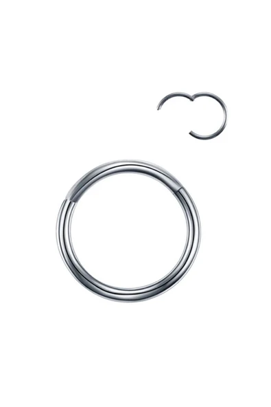 Gümüş Renk Paslanmaz Kararmaz Cerrahi Çelik Tam Halka Kıkırdak Tragus Helix Çelik Piercing - 3172 - 2