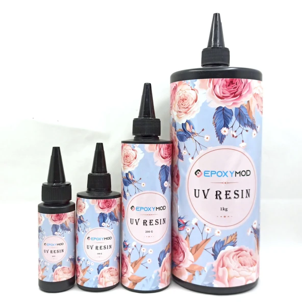 UV REÇİNE EPOKSİ ŞEFFAF HARD TYPE (SERT TİP) KOLYE ANAHTARLIK KÜPE OBJE YAPIMINA UYGUN UV RESİN 1 KG - 5