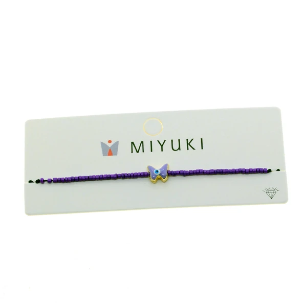 Altın Renk Mor Mineli Kelebek Model Miyuki Bileklik - 2957 - 2