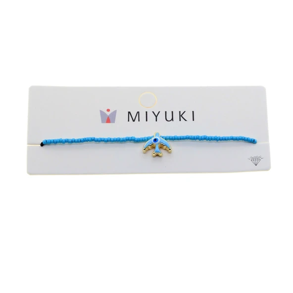 Altın Renk Turkuaz Mineli Kuş Model Miyuki Bileklik - 2955 - 2