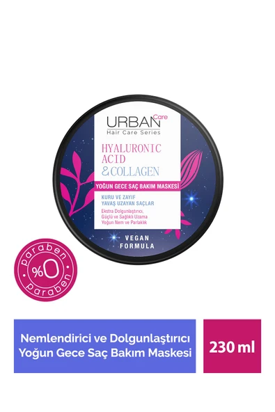 Urban Care Hyaluronic Acid Collagen Yoğun Gece Saç Bakım Maskesi 230 ml