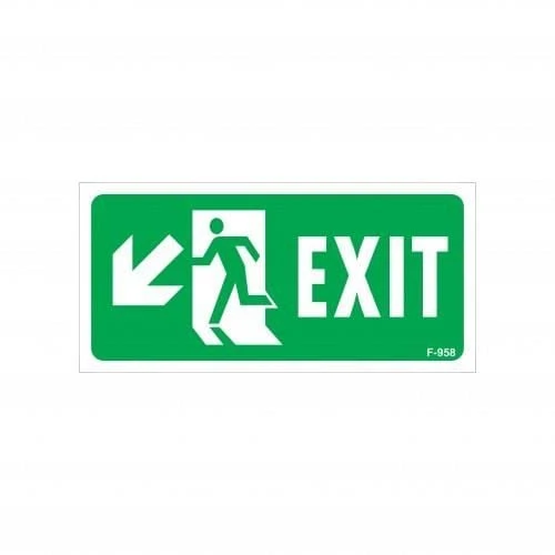 Exit Sol Aşağı Uyarı Levhası 17,5x25 KOD:958 - 2