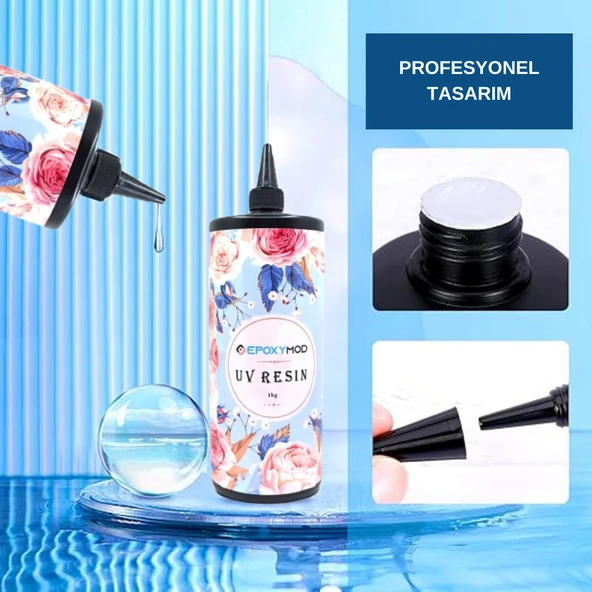 UV REÇİNE EPOKSİ ŞEFFAF HARD TYPE (SERT TİP) KOLYE ANAHTARLIK KÜPE OBJE YAPIMINA UYGUN UV RESİN 1 KG - 2