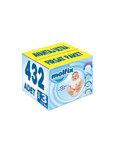 Molfix 3 Numara Midi 432'li Bebek Bezi