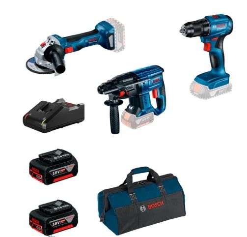 Bosch Gsr 185-LI + Gws 180-LI + Gbh 180-LI 2X4.0AH - 1