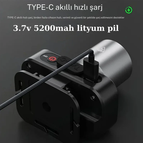 Gold Kama GK801 LED Kafa Feneri - 50W CREE LED, Şarjlı ve Su Geçirmez - 5