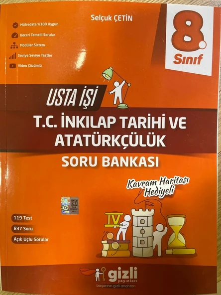 Gizli Yayınları 8. Sınıf Usta İşi T.C. İnkılap Tarihi ve Atatürkçülük Soru Bankası