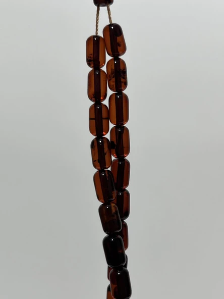 Kapsül Kesim Doğal Kaya Damla Kehribar Tesbih 33lük 9x5mm 7,5 Gram - 6