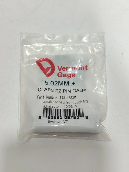 Vermont Gage Çelik Pin Kontrol Eşi 15,02mm - 2