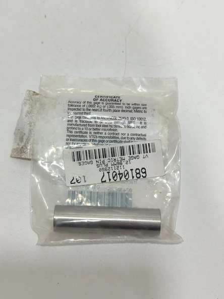 Vermont Gage Çelik Pin Kontrol Eşi 12,96mm - 3