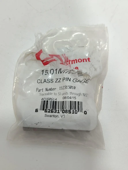 Vermont Gage Çelik Pin Kontrol Eşi 15,01mm - 2