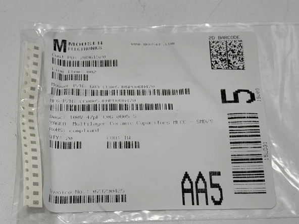 Yageo CC0805JRNPO0BN470 Seramik Kondansatör 20 Adet - Resim 2